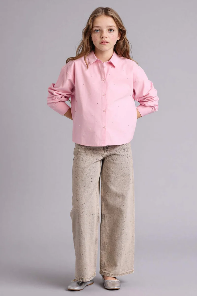 ديفاكتو Girl Regular Fit Poplin Long Sleeve Shirt