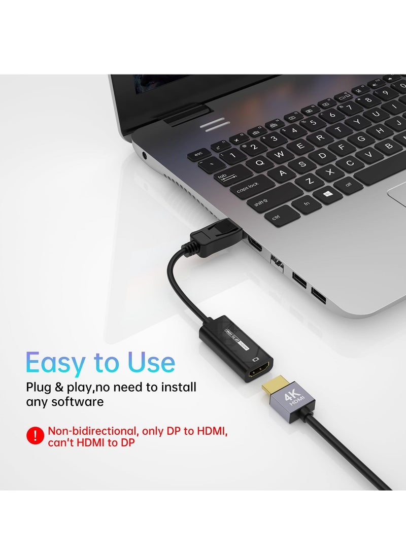 DP to HDMI Adapter HDR 4K@60Hz Gold Plated Displayport 1.4 to HDMI Adapter Male to Female Support 4K@60Hz 2K@120Hz 1080P@144Hz Compatible with PC Laptop Eyefinity Multi Display Driver Free - Image 3