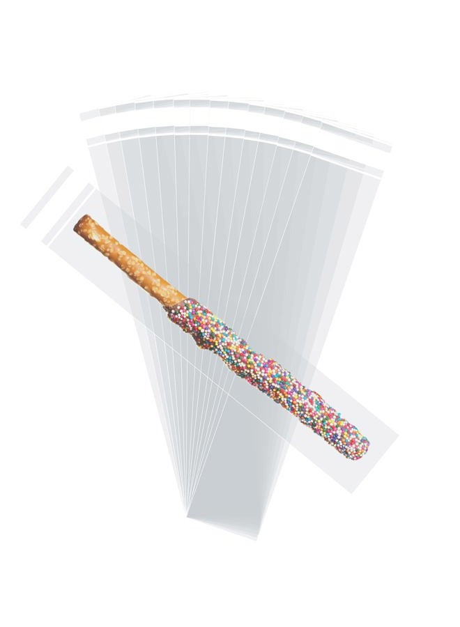 Morepack Self Sealing Cellophane Bags,2x10 Inches 300 Pcs Clear Pretzel Rod Bags, Resealable Cellophane Bag for Packaging ICY Candy Popsicle - Image 1