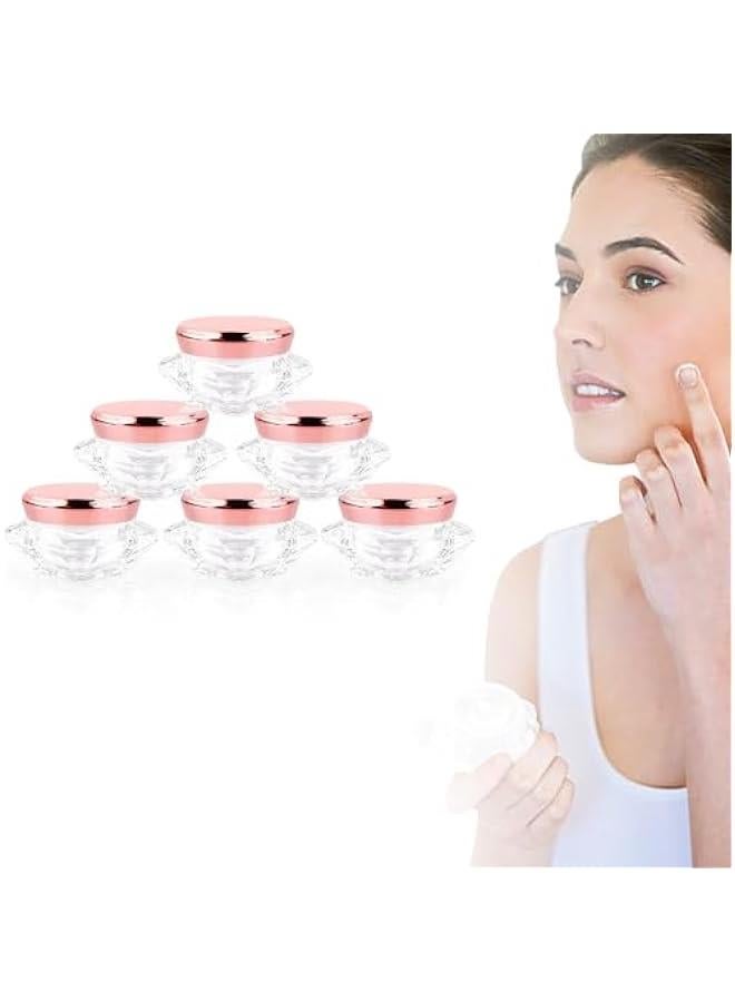 BWSJ 6 Pink Lid Clear Plastic Diamondshaped Cosmetic Sample Pots with White Inner Lining Great for Scrubs and Makeup Storage of Eye Shadow Gel and Foundation 30ml1oz - Image 1