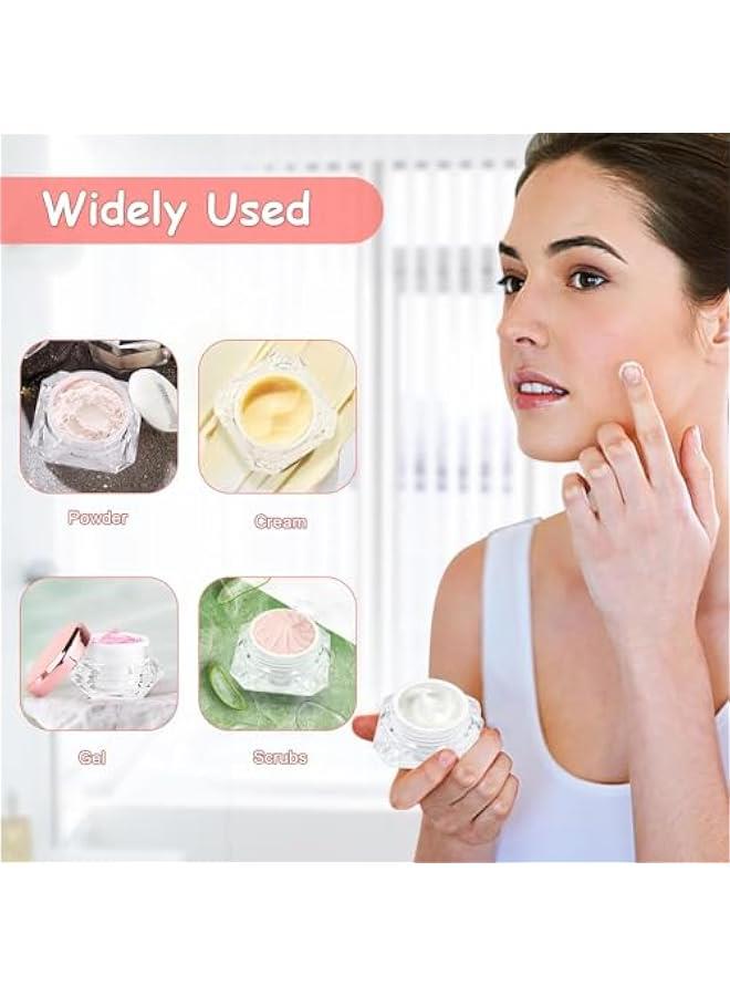 BWSJ 6 Pink Lid Clear Plastic Diamondshaped Cosmetic Sample Pots with White Inner Lining Great for Scrubs and Makeup Storage of Eye Shadow Gel and Foundation 30ml1oz - Image 2