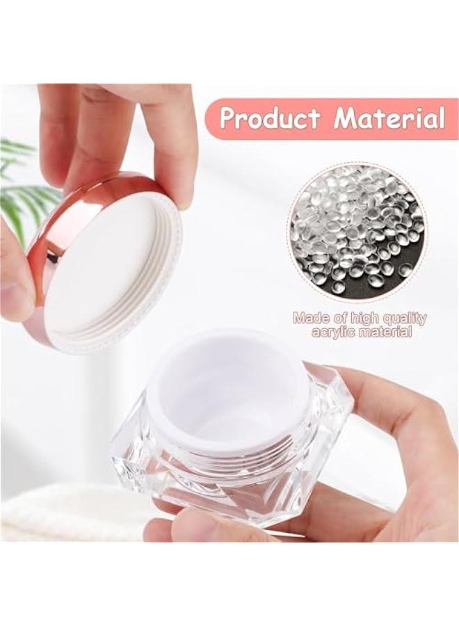 BWSJ 6 Pink Lid Clear Plastic Diamondshaped Cosmetic Sample Pots with White Inner Lining Great for Scrubs and Makeup Storage of Eye Shadow Gel and Foundation 30ml1oz - Image 3