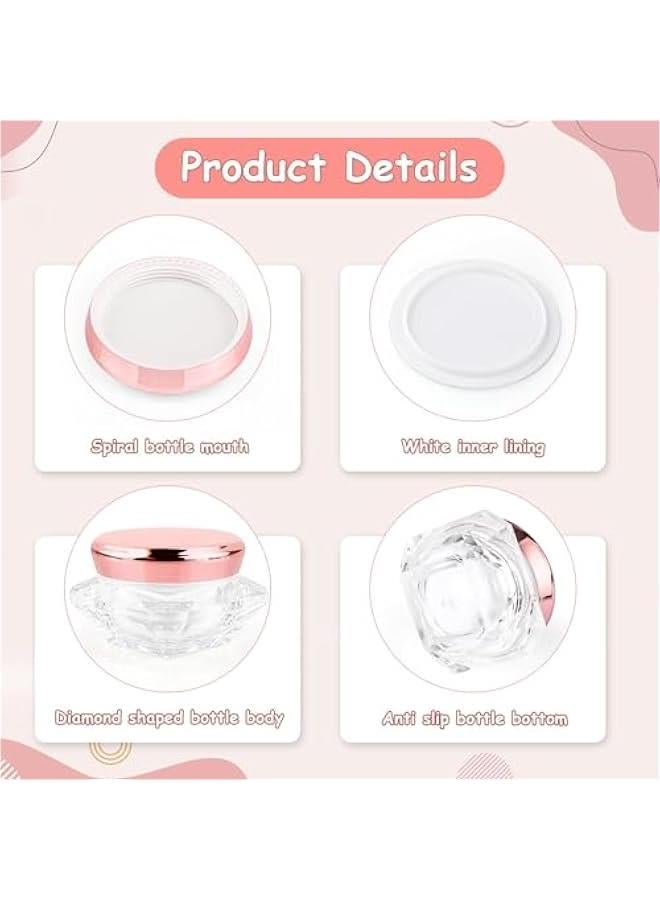 BWSJ 6 Pink Lid Clear Plastic Diamondshaped Cosmetic Sample Pots with White Inner Lining Great for Scrubs and Makeup Storage of Eye Shadow Gel and Foundation 30ml1oz - Image 4