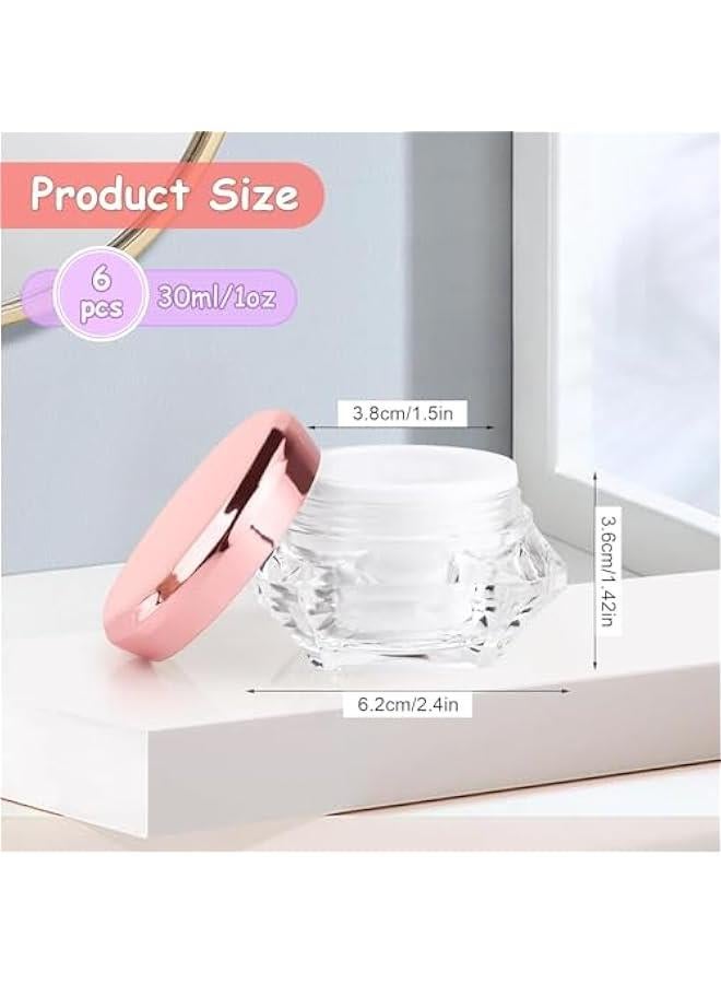 BWSJ 6 Pink Lid Clear Plastic Diamondshaped Cosmetic Sample Pots with White Inner Lining Great for Scrubs and Makeup Storage of Eye Shadow Gel and Foundation 30ml1oz - Image 5