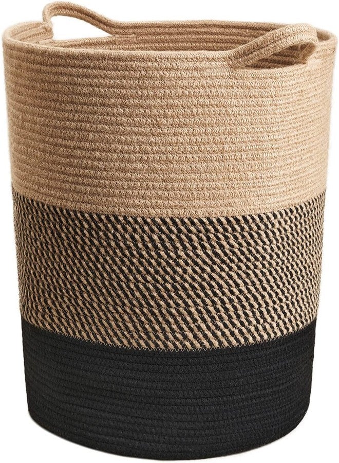 ALBY ☆lby ute Cotton Basket, Handcrafted Woven Storage Planter Basket for Home Decor, Multi-Purpose Bag with Handle for Living Room Bathroom Laundry & Toys (13 X 17 Inches, mix) - Image 1