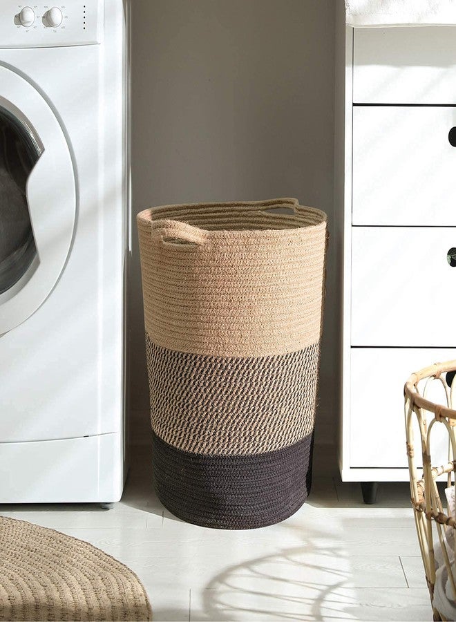 ALBY ☆lby ute Cotton Basket, Handcrafted Woven Storage Planter Basket for Home Decor, Multi-Purpose Bag with Handle for Living Room Bathroom Laundry & Toys (13 X 17 Inches, mix) - Image 3