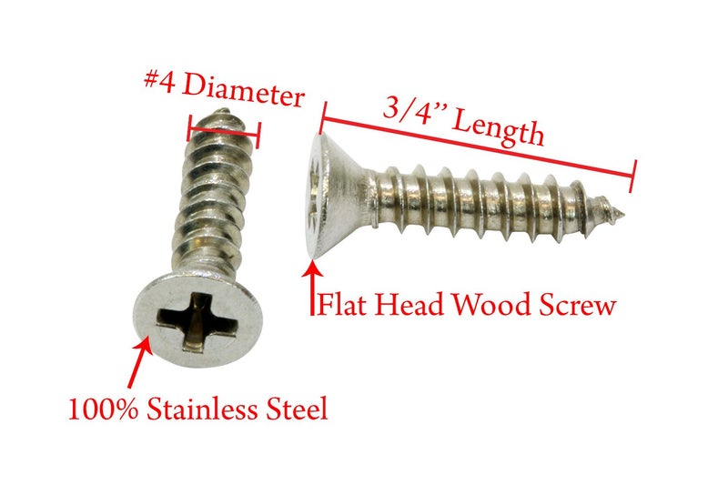 Bolt Dropper #4 x 3/4 inch Stainless Flat Head Phillips Wood Screw, (100 Piece), 18-8 (304) Stainless Steel Screws, Glasses Screws - Image 2