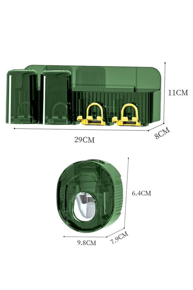 بيلسبيري منظم فرشاة الأسنان المثبت على الحائط مع موزع معجون الأسنان التلقائي وحامل الأكواب - Image 2