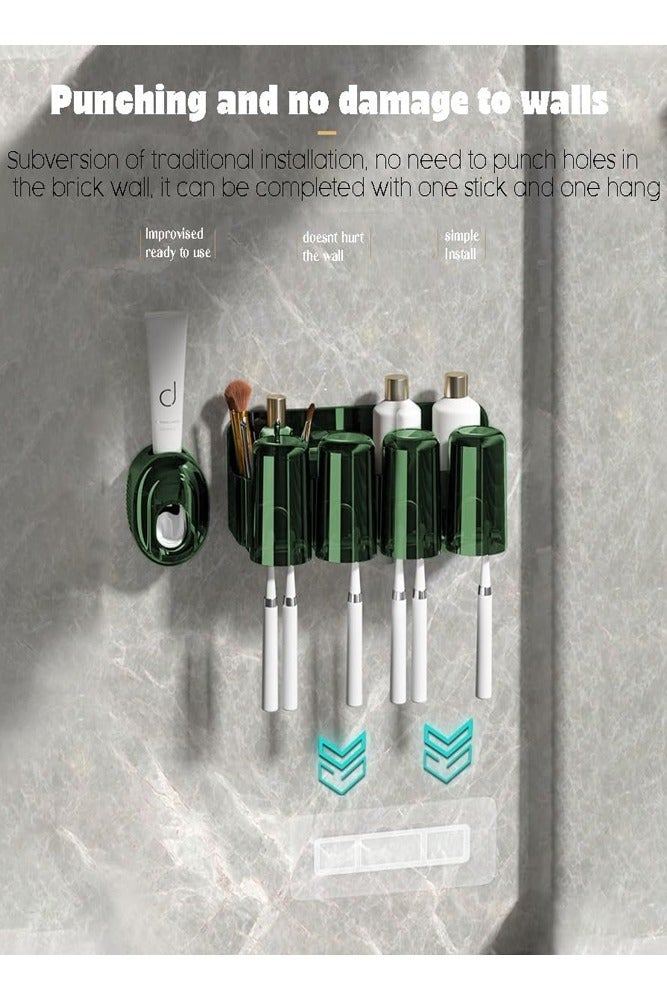 بيلسبيري منظم فرشاة الأسنان المثبت على الحائط مع موزع معجون الأسنان التلقائي وحامل الأكواب - Image 4