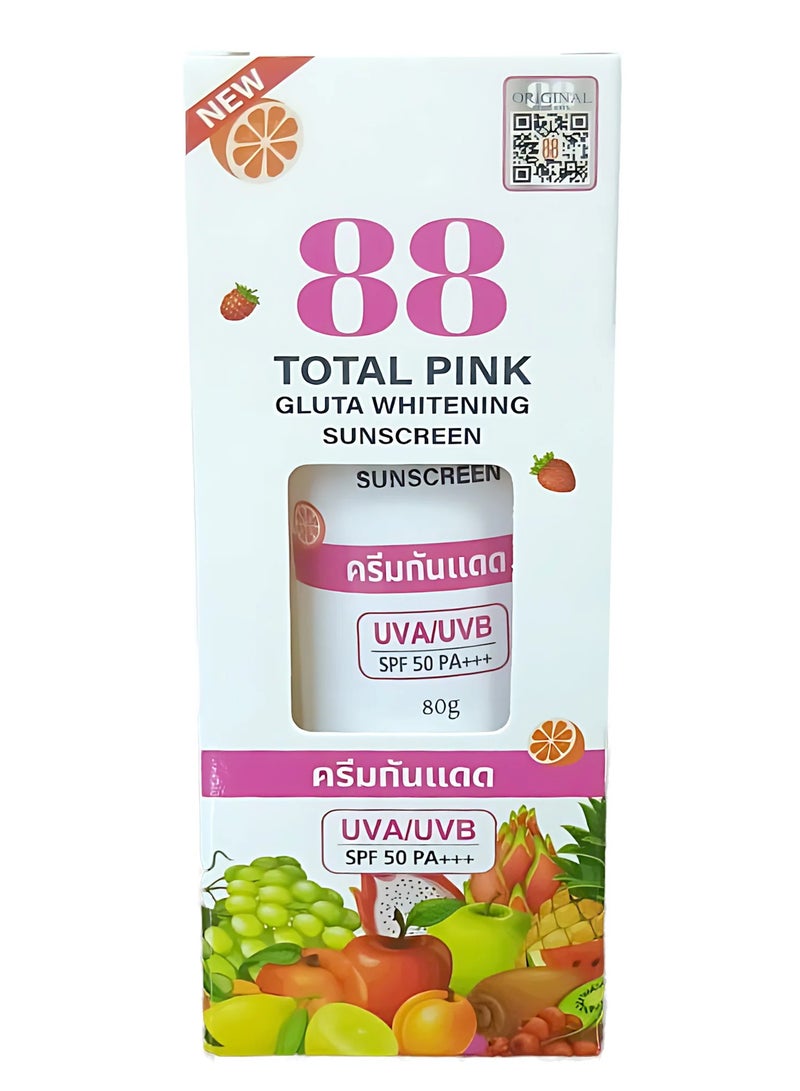 88 Total White 88 Total Pink Gluta Whitening Sunscreen SPF50 PA+++  ( 80g ) - Image 1