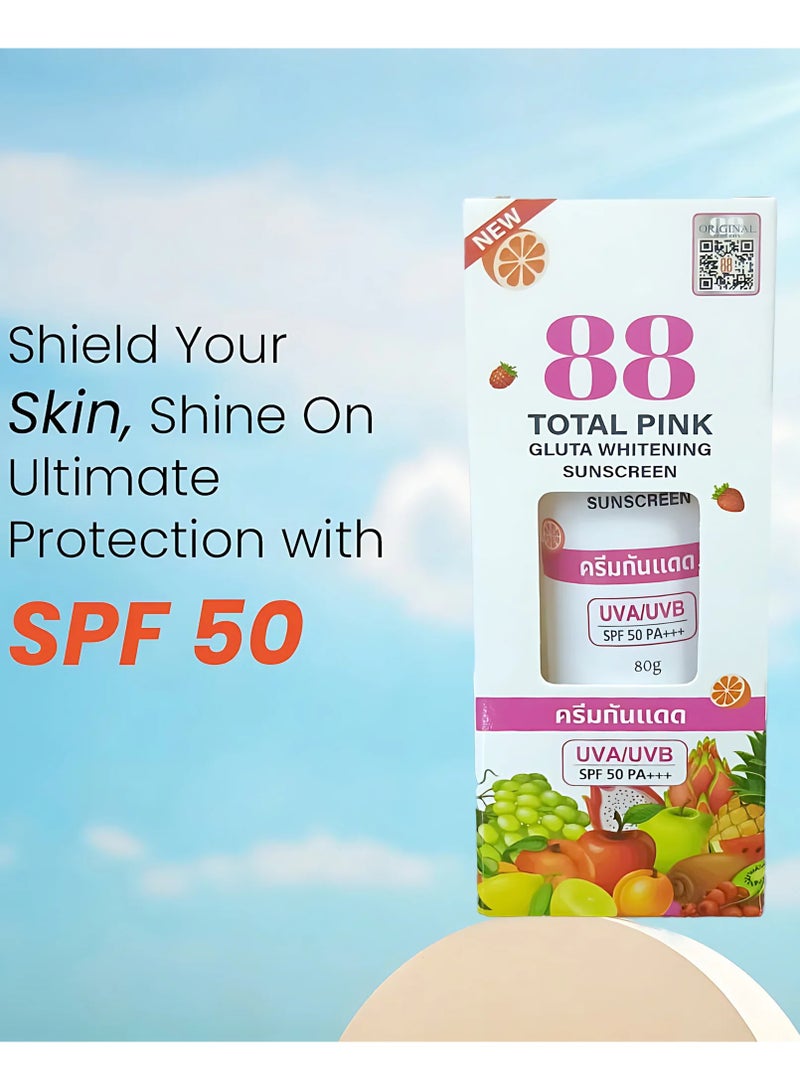 88 Total White 88 Total Pink Gluta Whitening Sunscreen SPF50 PA+++  ( 80g ) - Image 4