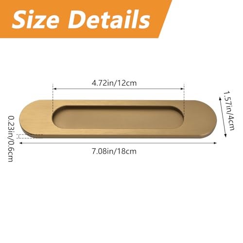 MOROBOR SelfStick Oval Sliding Door Pulls 4pcs Aluminum Alloy Hidden Recessed Pull PunchFree Handle for Sliding Barn Door Closet Cabinet Drawer Wardrobe Bronze Gold 180mm - Image 3