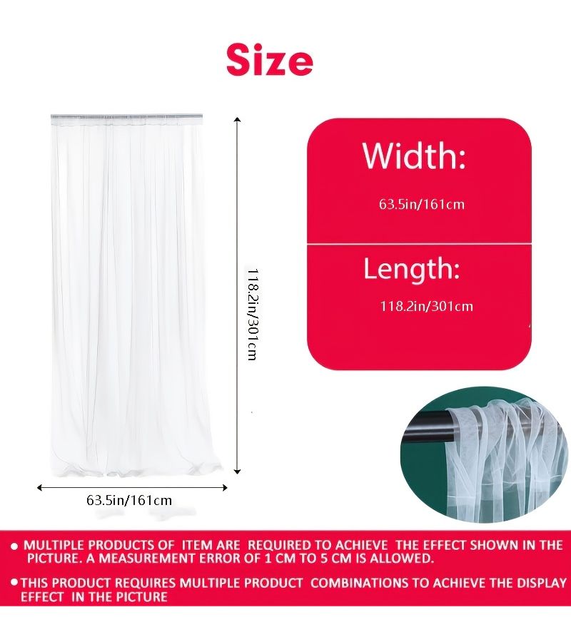 2pcs Pink Transparent Fluffy Pearl Rod Pocket Curtains 63.5x118.2in for Archways Ceilings Wedding Decor - Image 3