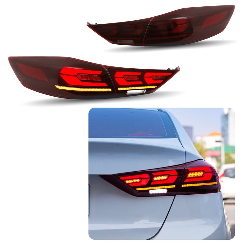 inginuity time LED Tail Lights For Hyundai Elantra 2017 2018 With Sequential Turn Signal DRL Start Up Animation Rear Lamp Assembly Red Vivad