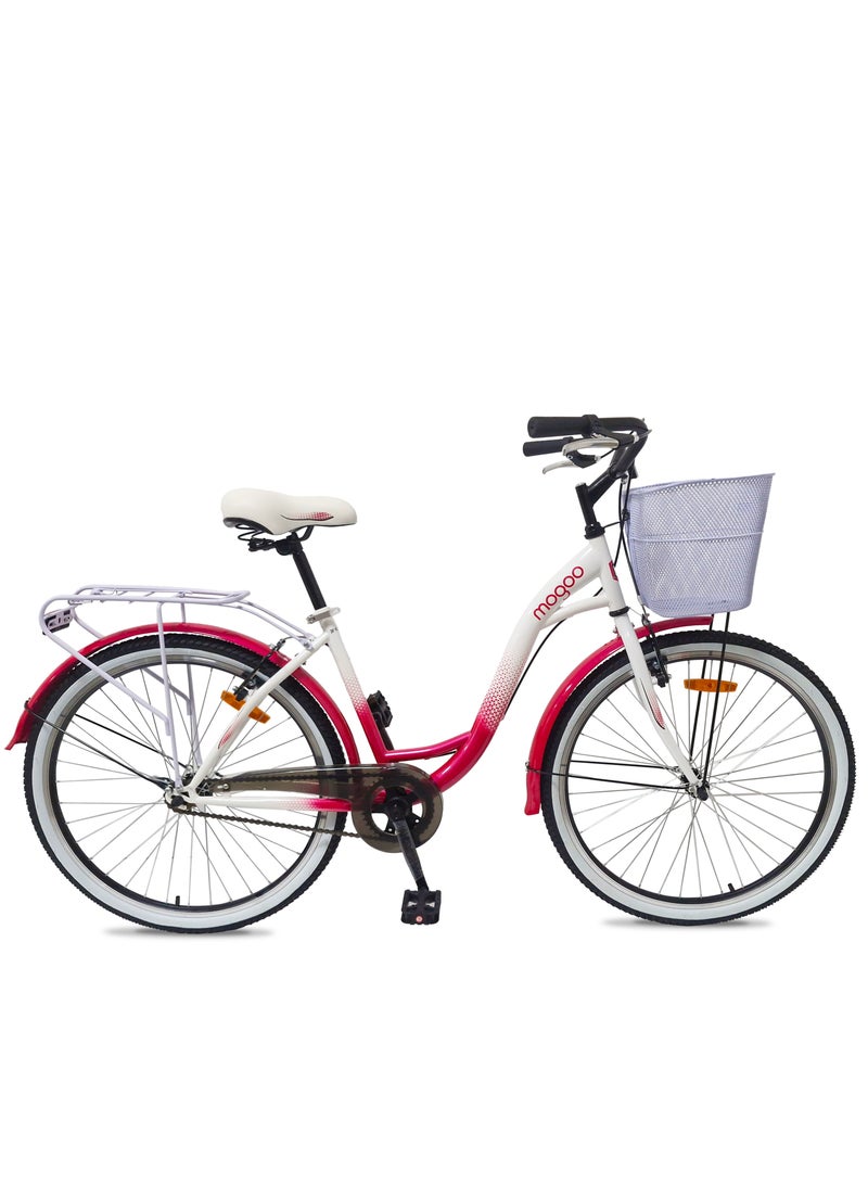 MOGOO Floress Comfort Cruiser Bike Pink 26 Inch - Image 1