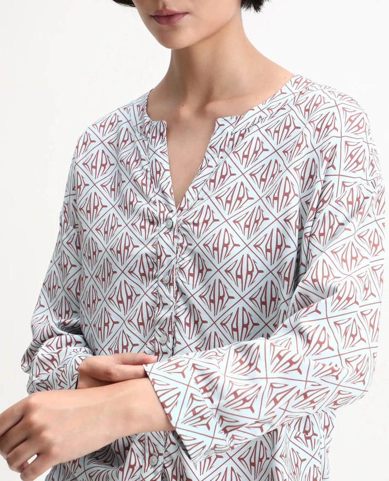Rareism Women's Monogram Rare Print Button Down Shirt