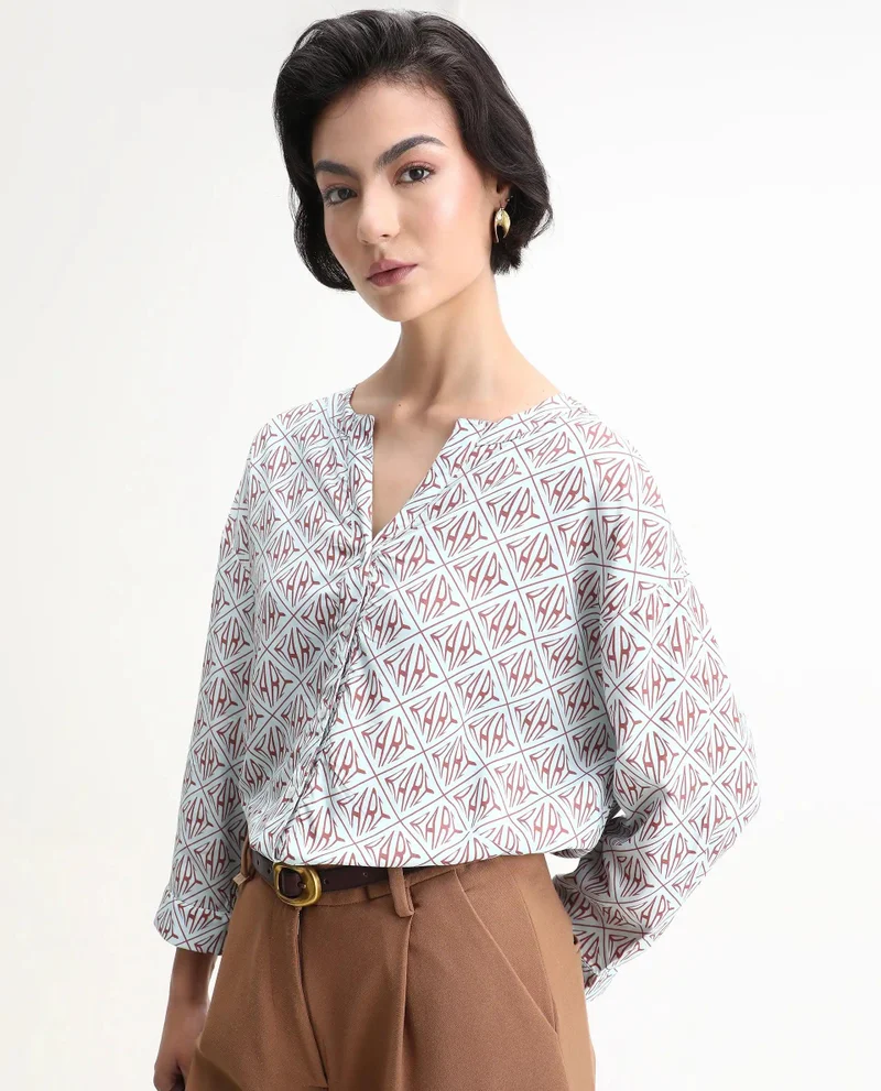 ريريزم Women's Monogram Rare Print Button Down Shirt