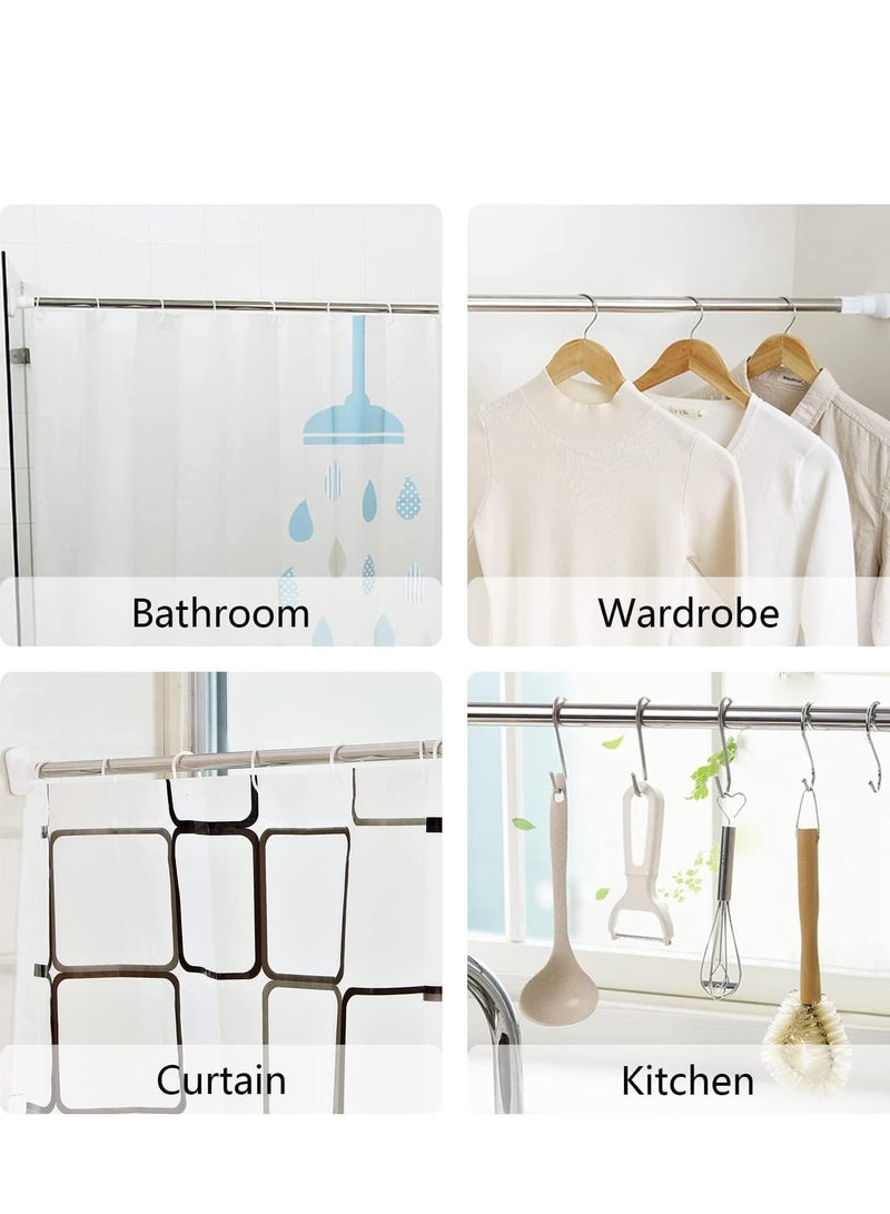 Extendable Clothes Rail, 50-80cm Stainless Steel Extendable Clothes Rail Pole - Hanging Rails for Clothes, Wardrobe, Shower, Kitchen, Windows Adjustable Shower Curtain Pole, 22mm Diameter - Image 4