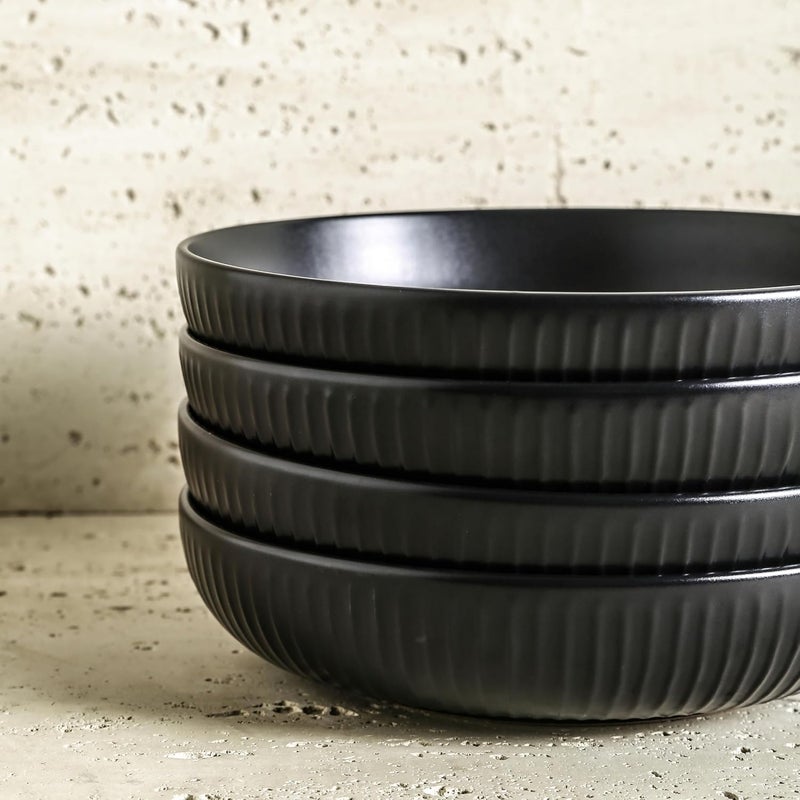 Stone lain Logan Stoneware Pasta Bowl Set of 4 Black - Image 3