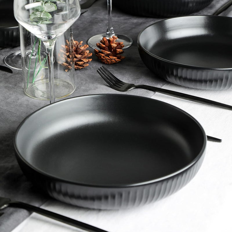 Stone lain Logan Stoneware Pasta Bowl Set of 4 Black - Image 2