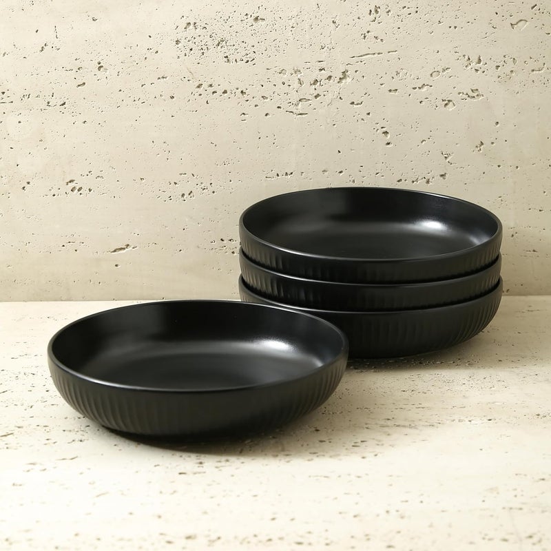 Stone lain Logan Stoneware Pasta Bowl Set of 4 Black - Image 1