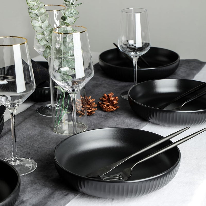 Stone lain Logan Stoneware Pasta Bowl Set of 4 Black - Image 4