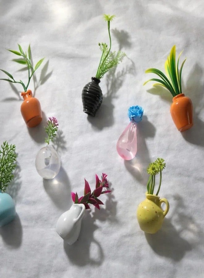 Avaiya (Artificial Flower Included) 8 PCS Mini Magnetic Vase Set for Fridge Decoration, Small Flower Pots for Home Kitchen Office Decor | Turn Your Fridge into a Mini Garden | Fridge Accessories | Home Decor - Image 2
