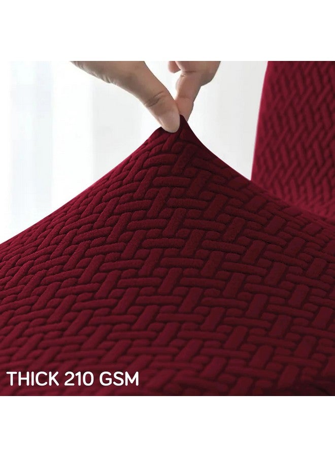 HOKIPO Premium 210gsm, Jacquard 2 Seater Recliner Sofa Cover, Burgundy (AR-4973-BRGN) - Image 4