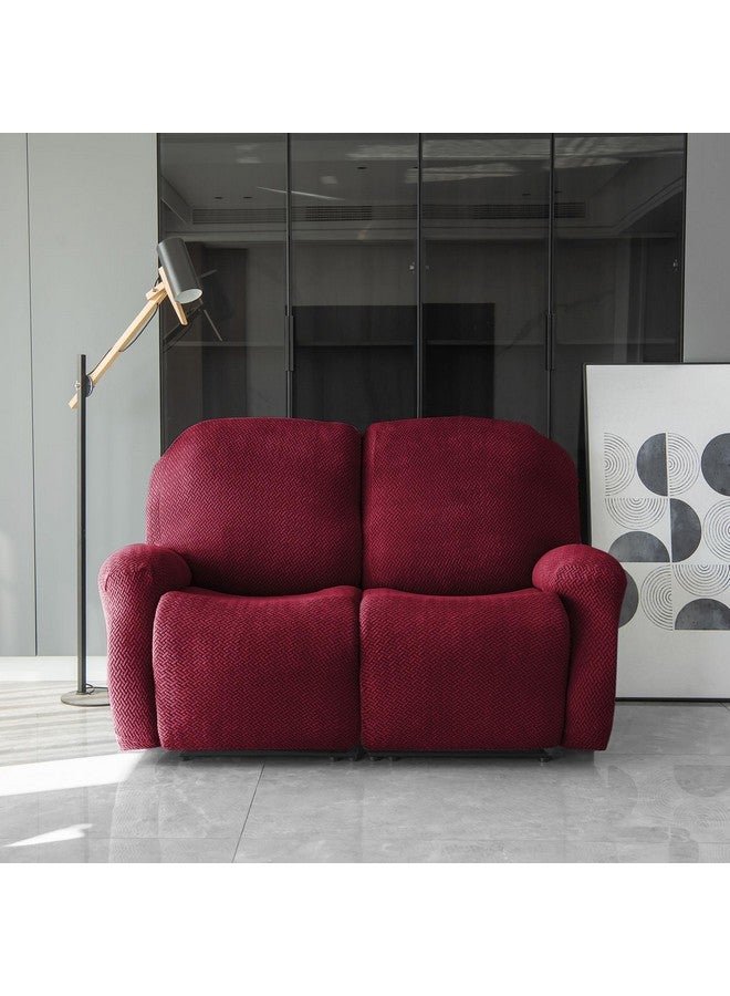 HOKIPO Premium 210gsm, Jacquard 2 Seater Recliner Sofa Cover, Burgundy (AR-4973-BRGN) - Image 2