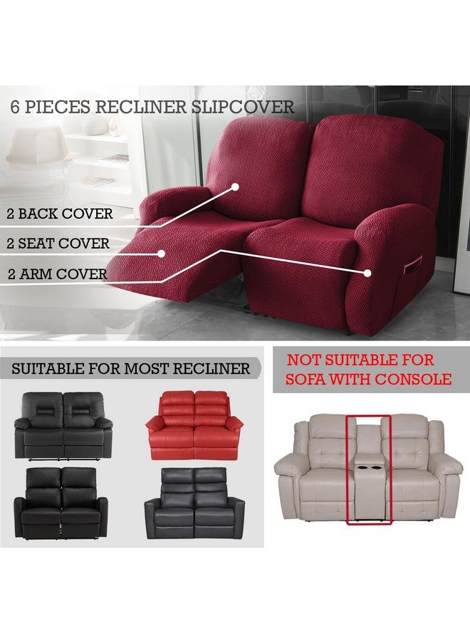 HOKIPO Premium 210gsm, Jacquard 2 Seater Recliner Sofa Cover, Burgundy (AR-4973-BRGN) - Image 3