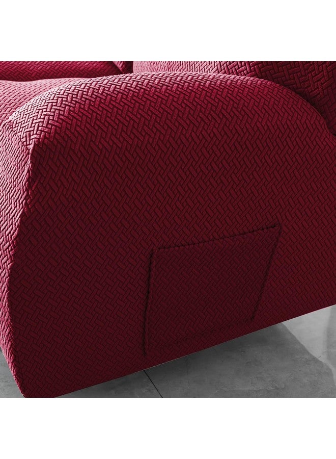 HOKIPO Premium 210gsm, Jacquard 2 Seater Recliner Sofa Cover, Burgundy (AR-4973-BRGN) - Image 5
