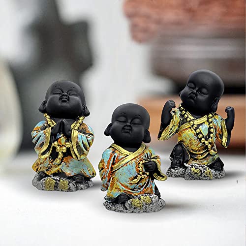 LADROX Mesmerizing Meditating Monks Figurine for Home Decor | Enhances Positive vobes and Brings Prosperity (Pack of 3, Multicolor) - Image 5