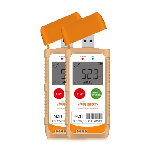 Frigga M2 2 Pack Reusable Temperature Humidity Data Logger USB Digital Refrigerator Thermometer Multi-Use Temperature Recorder High Accuracy 28800 Points PDF CSV Report - Image 1