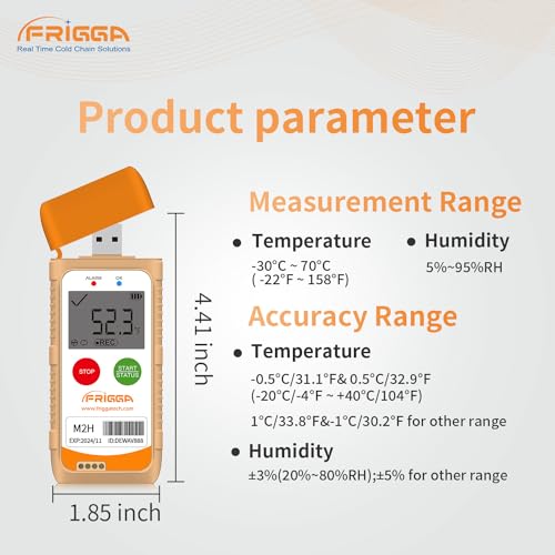 Frigga M2 2 Pack Reusable Temperature Humidity Data Logger USB Digital Refrigerator Thermometer Multi-Use Temperature Recorder High Accuracy 28800 Points PDF CSV Report - Image 4