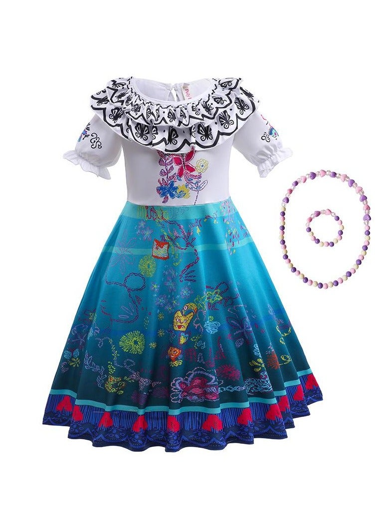 Loquat Children's Role Play Cosplay Costume Dress DJS55 skirt + Bracelet necklace Blue/White  - Image 1