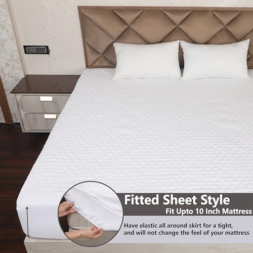 AVI Ultra Soft Waterproof Quilted Fitted Mattress Protector Queen Size Breathable Hypoallergenic Noiseless Bed Protector Mattresses Cover (Queen 60x72 inch | 5x6 ft, White) - Image 2