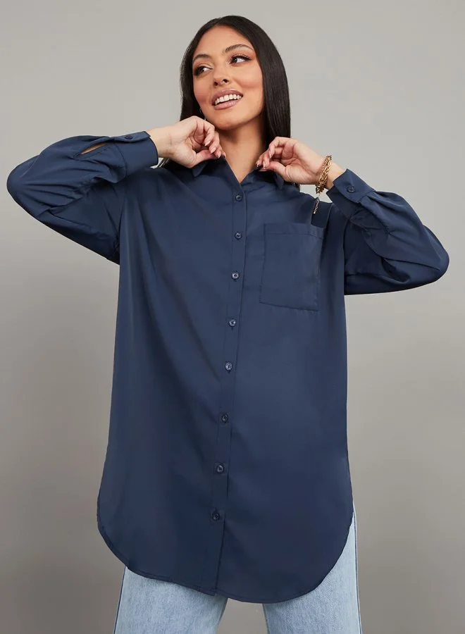 Styli Long Sleeves Button Up Longline Shirt