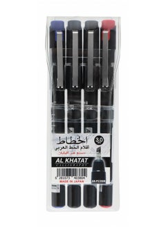 Al Khatat 4-Piece Calligraphy Pen 3mm Tip Multicolour  - Image 1