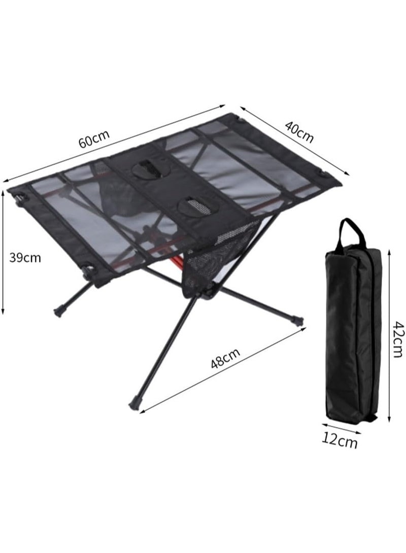 BlueFire Portable Folding Camping Table with Carry Bag & Cup Holders | Lightweight Aluminum Alloy Picnic Beach Hiking Mesh Side Table | 20kg Load Capacity, Compact for Outdoor Travel & Parties - Image 3