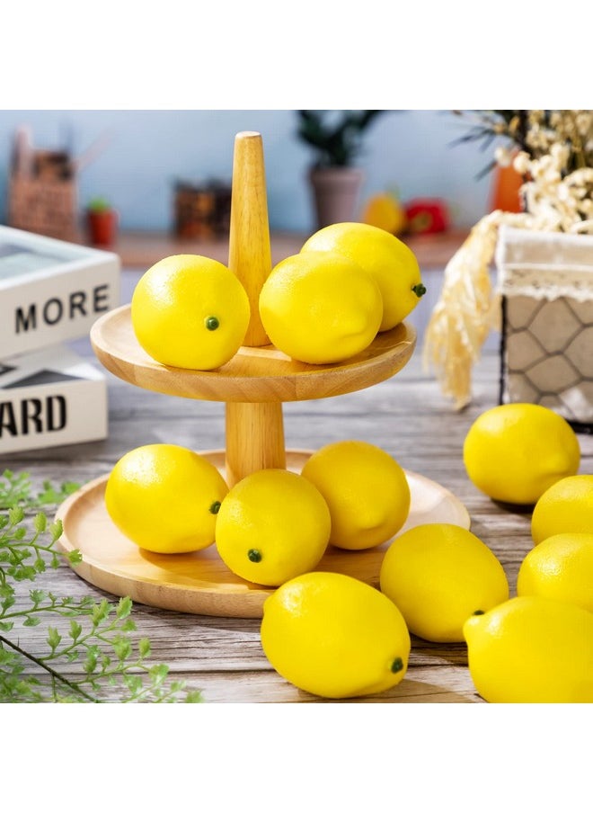 Cindeer - 100 Pcs Fake Lemons 3.1 X 2.1 Inch Fake Fruit Faux Yellow Lemon Decor Lifelike Simulation Artificial Lemons For Party Table Summer Kitchen Vase Filler Wreath Garland Photography Prop Decoration - Image 1