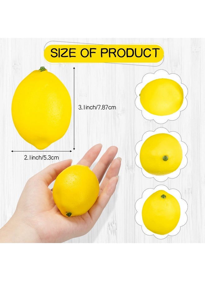 Cindeer - 100 Pcs Fake Lemons 3.1 X 2.1 Inch Fake Fruit Faux Yellow Lemon Decor Lifelike Simulation Artificial Lemons For Party Table Summer Kitchen Vase Filler Wreath Garland Photography Prop Decoration - Image 1