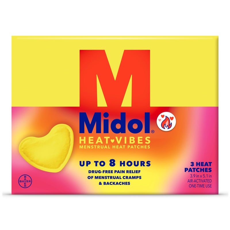 Midol Heat Vibes Menstrual Pain Relief Patches for Period Cramp and Backache Relief Pack of 3