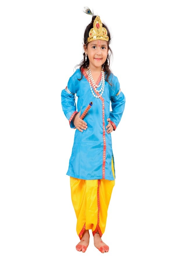 DESI ANDAAZ فستان أزياء DESI ANDAAZ Krishna للأطفال الأولاد (Dhoti، Kurta، Mukut، Morpankh، Bansuri، Kamarband، Bajuband) زي Little Krishna Kanha ji Janmasthmi للأطفال - Image 1