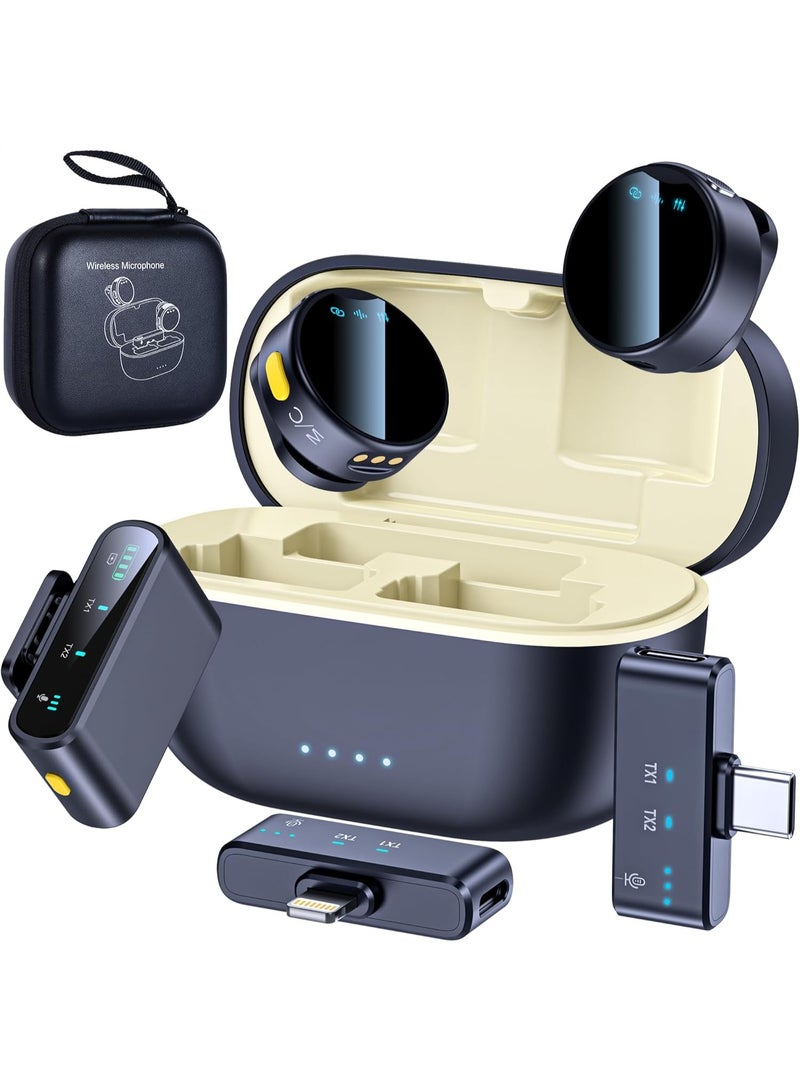 RIBOTON Wireless Lavalier Microphone for iPhone/Android/Camera, 200ft Range, Mini Microphone with Noise Cancellation, 25Hrs Battery Life Lapel Bluetooth Mic, USB C Wireless Lapel Mic for Video Recording - Image 1