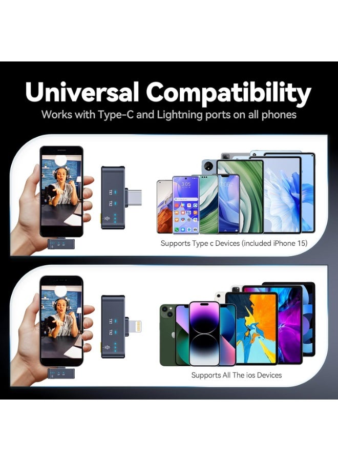 RIBOTON Wireless Lavalier Microphone for iPhone/Android/Camera, 200ft Range, Mini Microphone with Noise Cancellation, 25Hrs Battery Life Lapel Bluetooth Mic, USB C Wireless Lapel Mic for Video Recording - Image 4