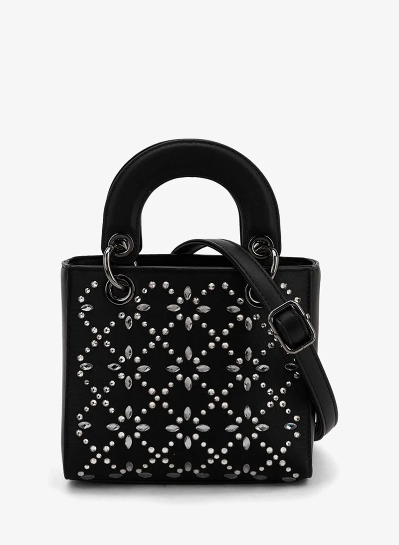 Floral Bella Embellished Tote Bag with Detachable Strap Ramadan Collection