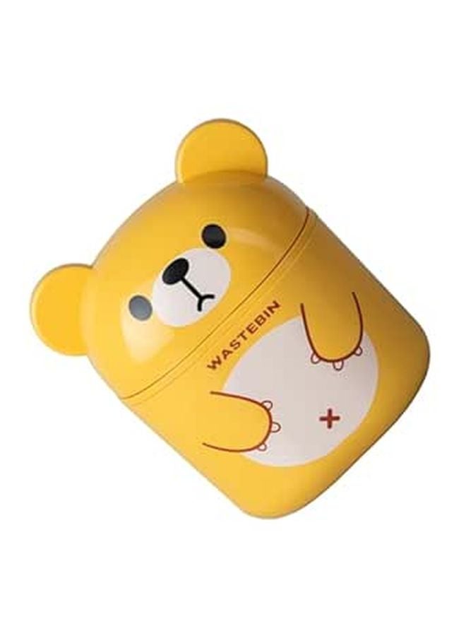 Cute Bear Design Mini Desktop Trash Bin With Flip Lid For Office Bathroom Countertop - Image 1