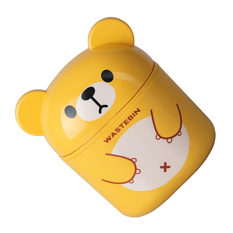 Cute Bear Design Mini Desktop Trash Bin With Flip Lid For Office Bathroom Countertop - Image 2