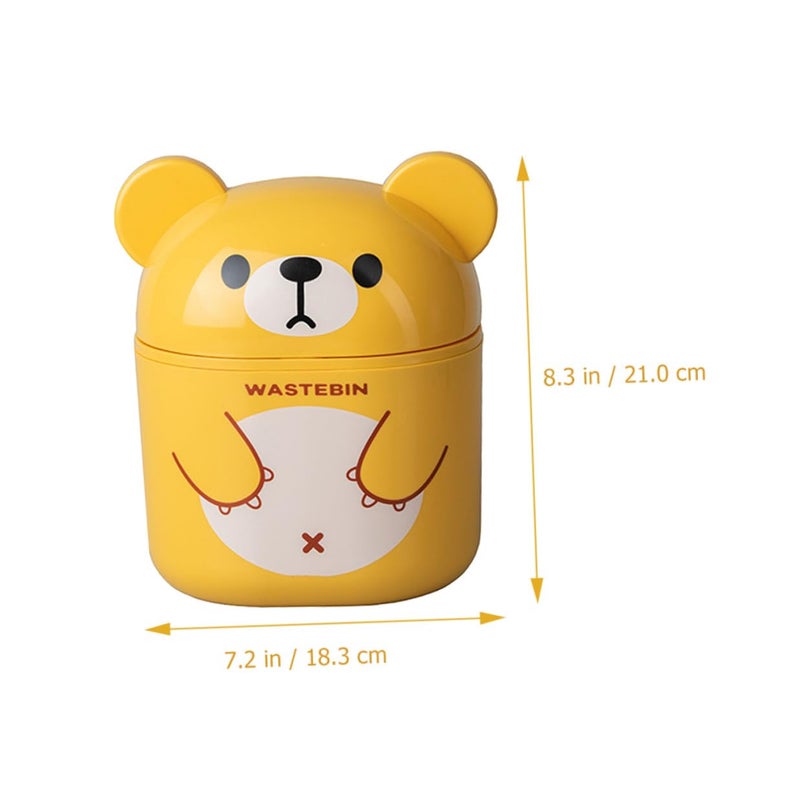 Cute Bear Design Mini Desktop Trash Bin With Flip Lid For Office Bathroom Countertop - Image 3
