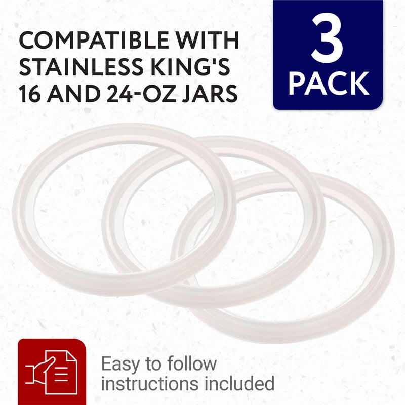 IMPRESA [3 Pack] Gaskets fits Thermos Stainless King Food Jar 16 and 24 Ounce  Seals/O-Rings with No BPA/Phthalate/Latex - Replacement for 16 and 24 Ounce Containers - Image 2